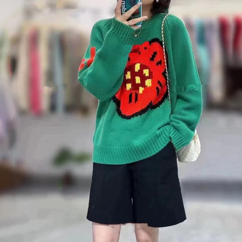 Streetwear Brand Flower - Damenpullover aus 100 % reinem Kaschmir,