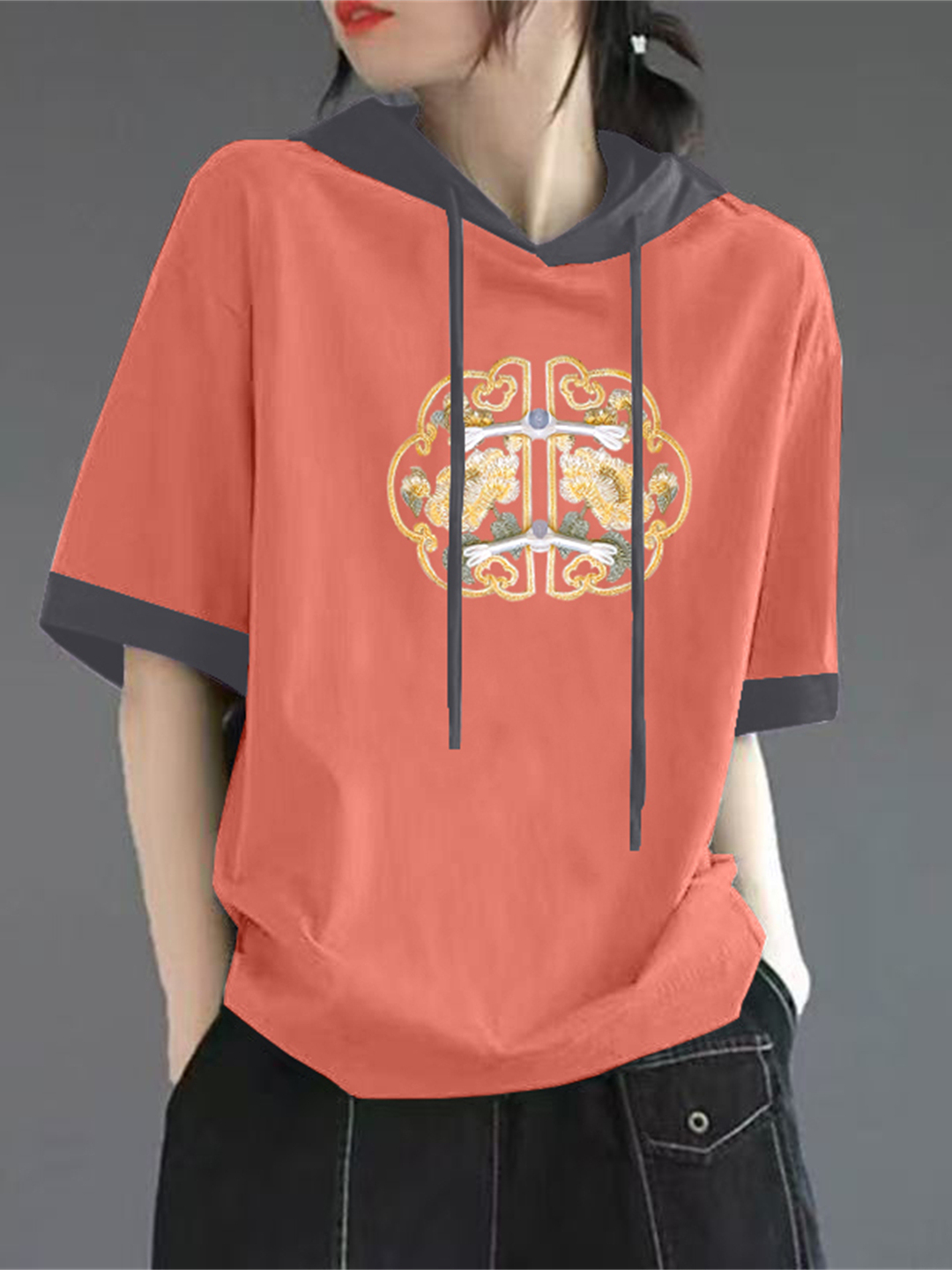Rotes Reines Baumwoll-Kurzarm- – Streetwear Brand Red Bewertung und Preis